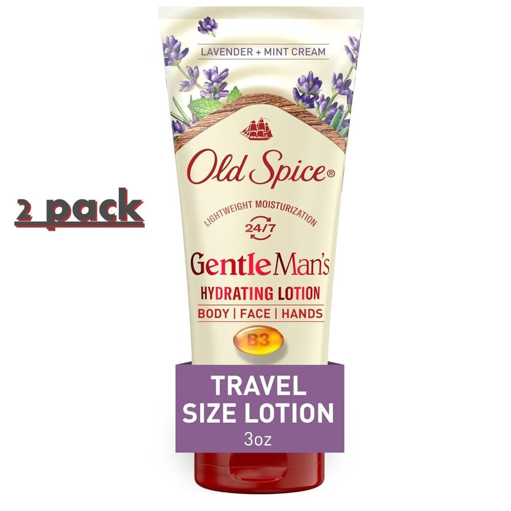 2X Old Spice Gentle Man's Hydrating Lotion for Body/Face/Hands Lavender + mint